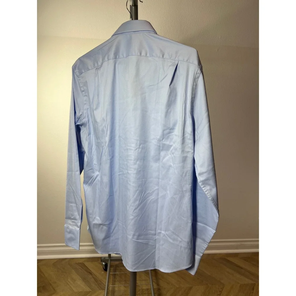 New J.Crew Bowery Performance Stretch Twill Dress Shirt Slim Fit Blue Mens M